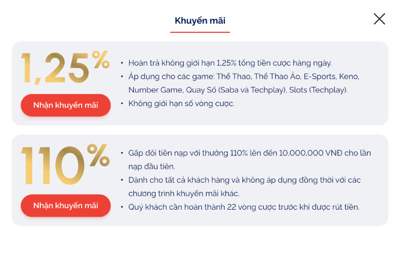 Các khuyến mãi khi đăng ký tài khoản tại Max88