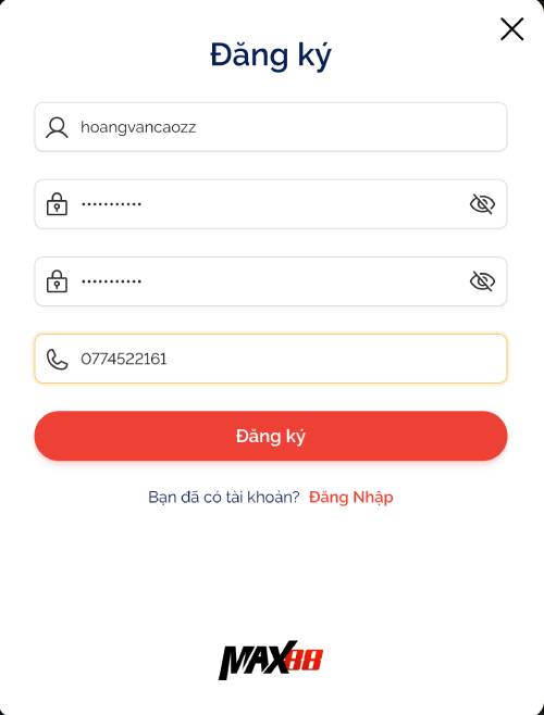 Điền các thông tin cần thiết ở form