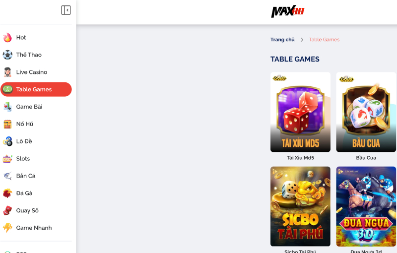 Hướng dẫn truy cập vào sảnh Table Game