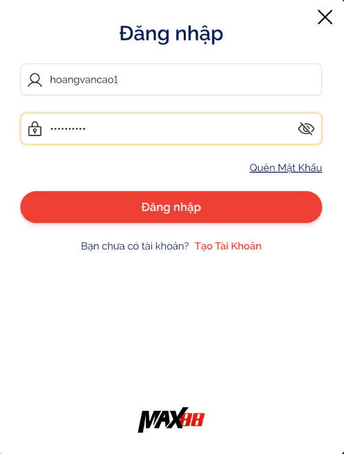 Nhập thông tin tài khoản
