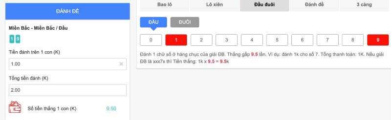 dau duoi lo de mien bac