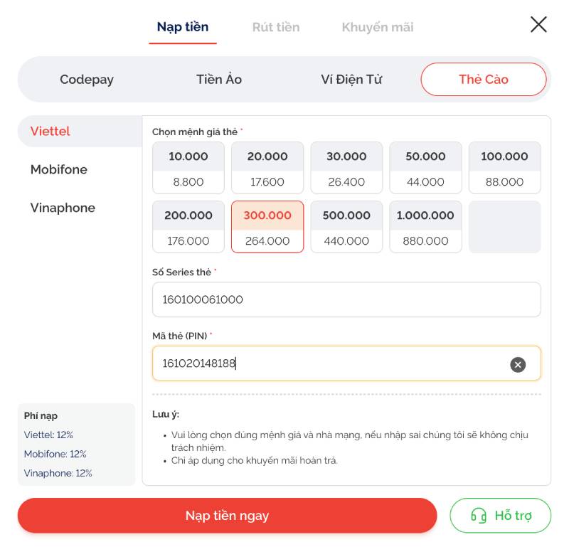 nap tien max88 qua the cao
